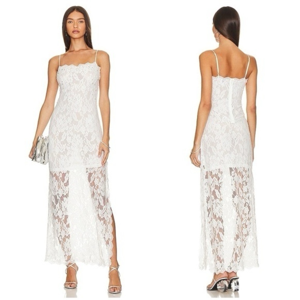 NWT Hemant & Nandita Reet Pearl Lace Midi Dress White Bridal Size M